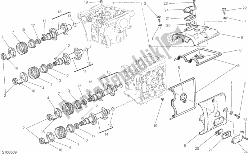 Tutte le parti per il Testata: Sistema Di Distribuzione del Ducati Monster 821 Stripes USA 2015